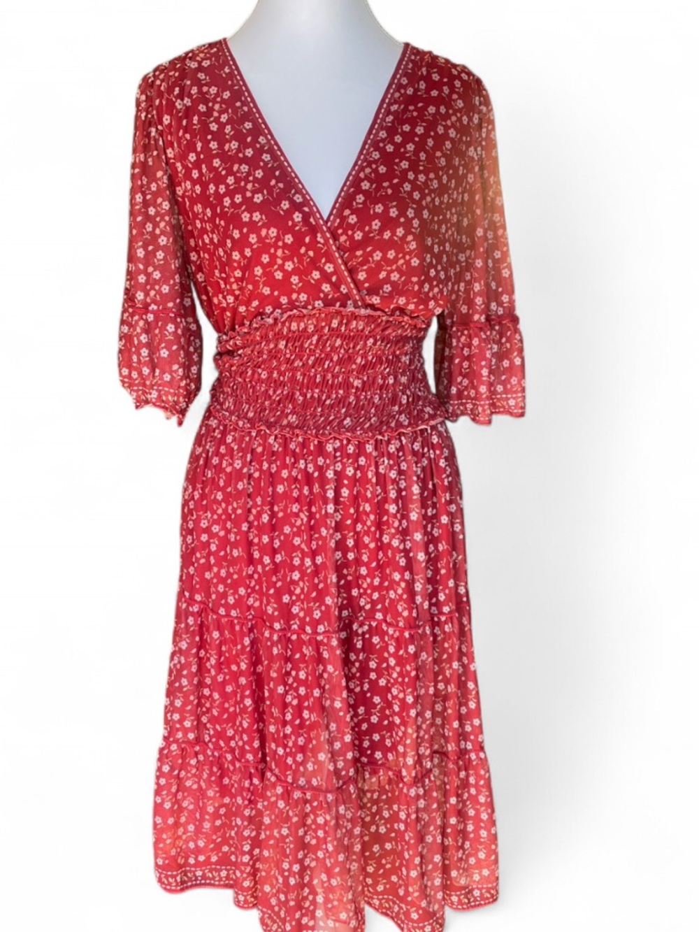 Max Studio Raspberry Red Floral Dress - Picture 5 of 9